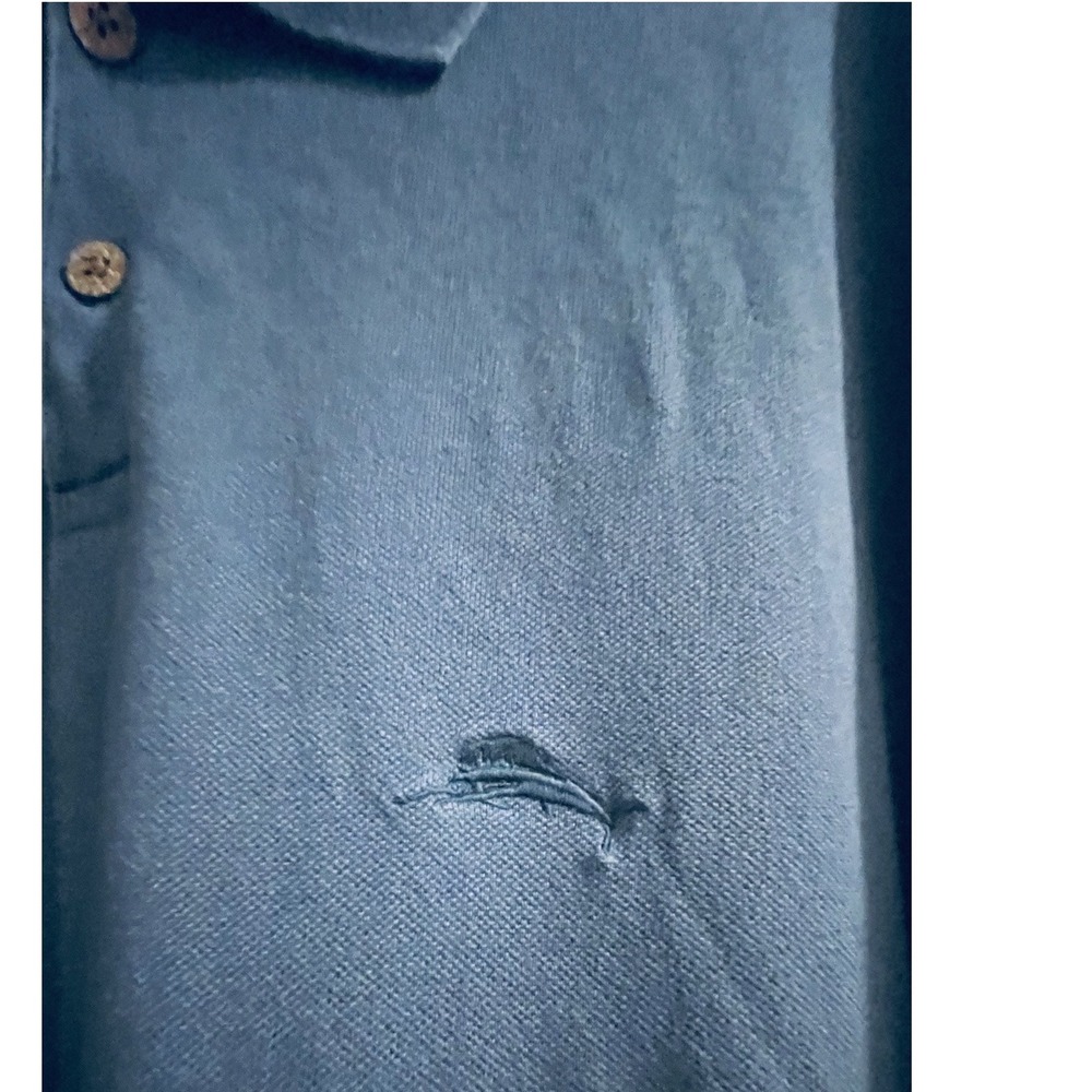 Tommy Bahama Mens XL Navy Blue Cotton Pique Short Sleeve Marlin Polo Shirt - Picture 4 of 11